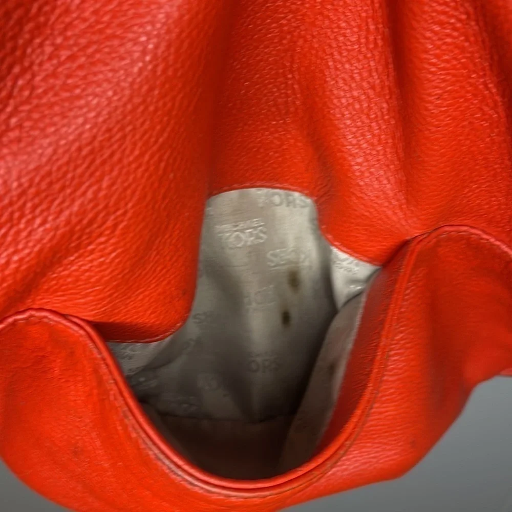 Michael Kors Fulton Orange Red Pebbled Leather Handbag Shoulder Bag